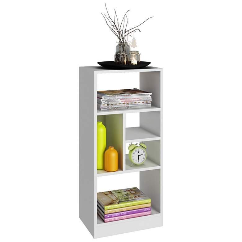 Image 3 Valenca 35 1/2 inch High 5-Shelf White Wood Modern Bookcase more views