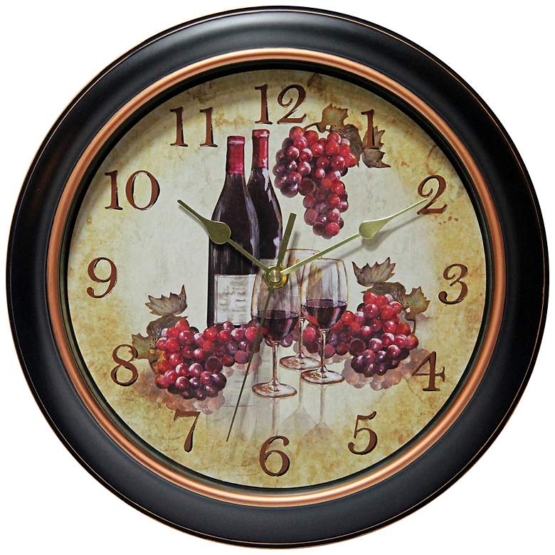 Image 1 Valencia 12 inch Round Red Wine Wall Clock