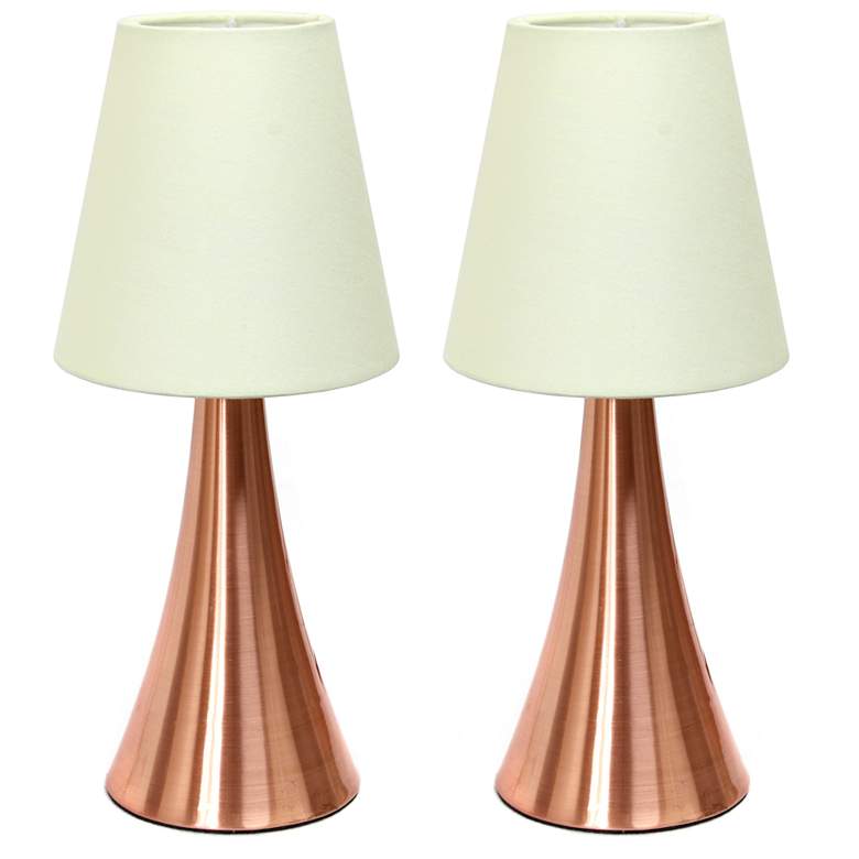 Image 1 Valencia 2 Pack Mini Touch Table Lamp Set with Cream Fabric Shades