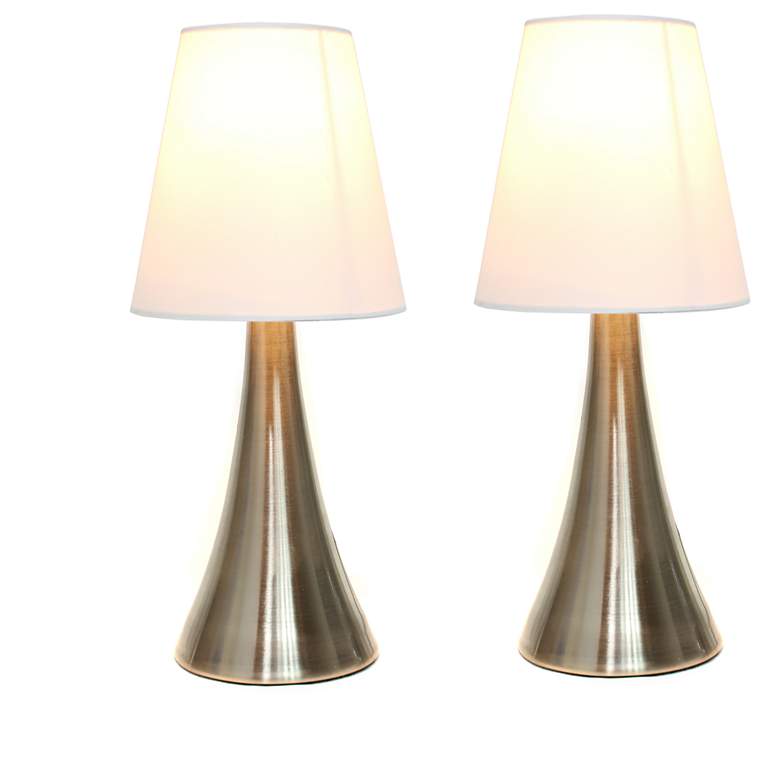 Image 2 Valencia 2 Pack Mini Touch Table Lamp Set with White Fabric Shades more views