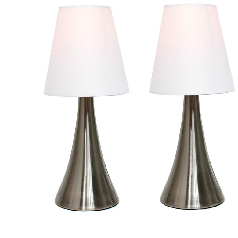 Image 3 Valencia 2 Pack Mini Touch Table Lamp Set with White Fabric Shades more views