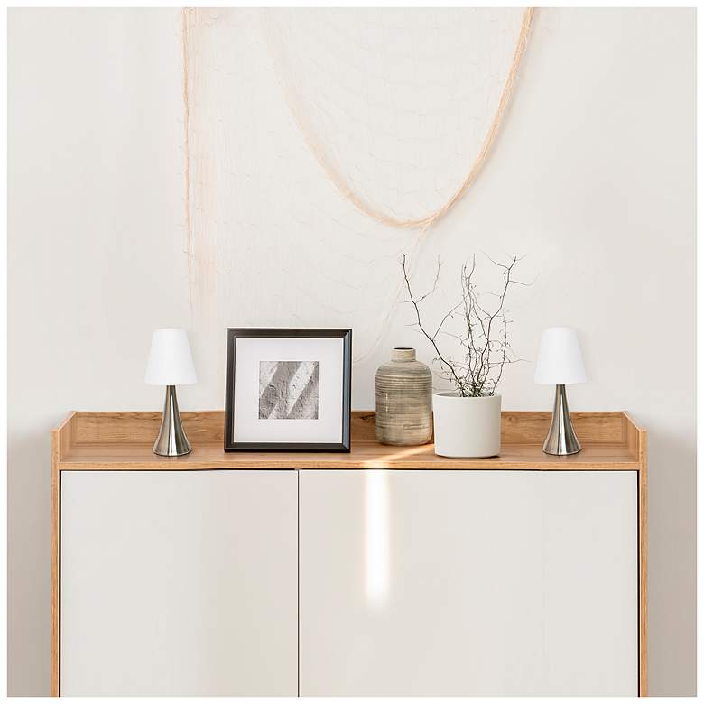 Image 5 Valencia 2 Pack Mini Touch Table Lamp Set with White Fabric Shades more views