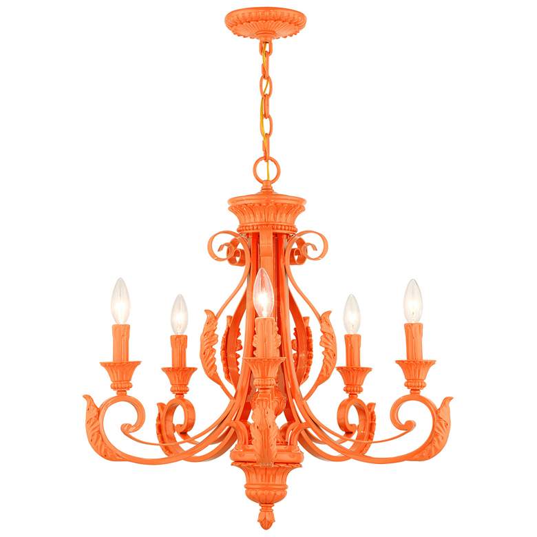 Image 1 Valencia 5 Light Shiny Orange Chandelier