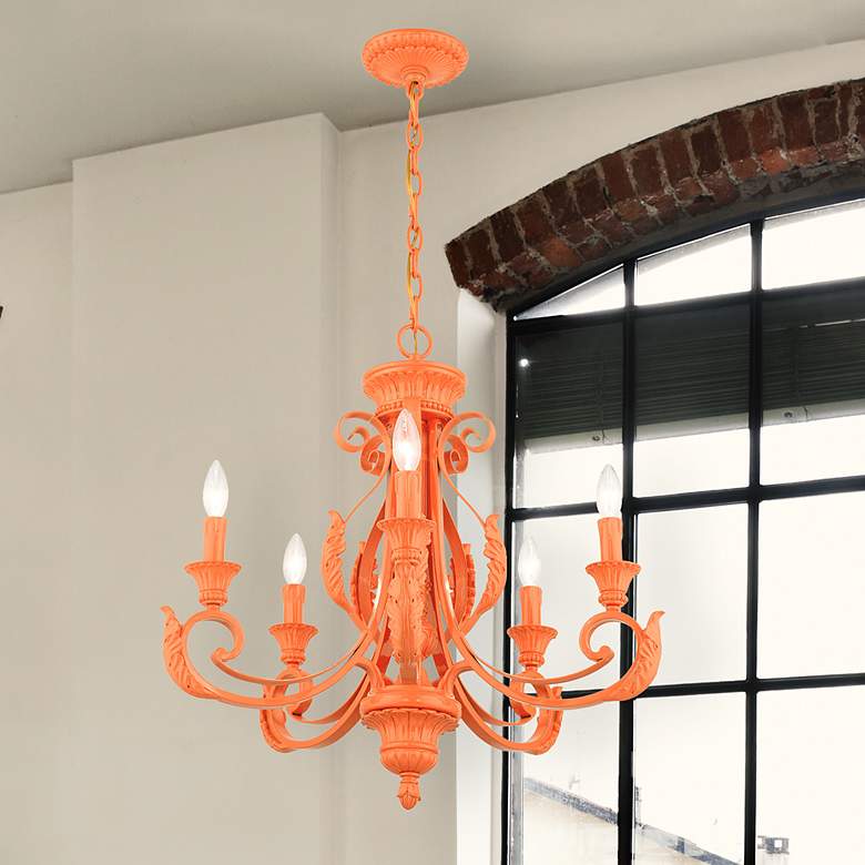 Image 1 Valencia 5 Light Shiny Orange Chandelier