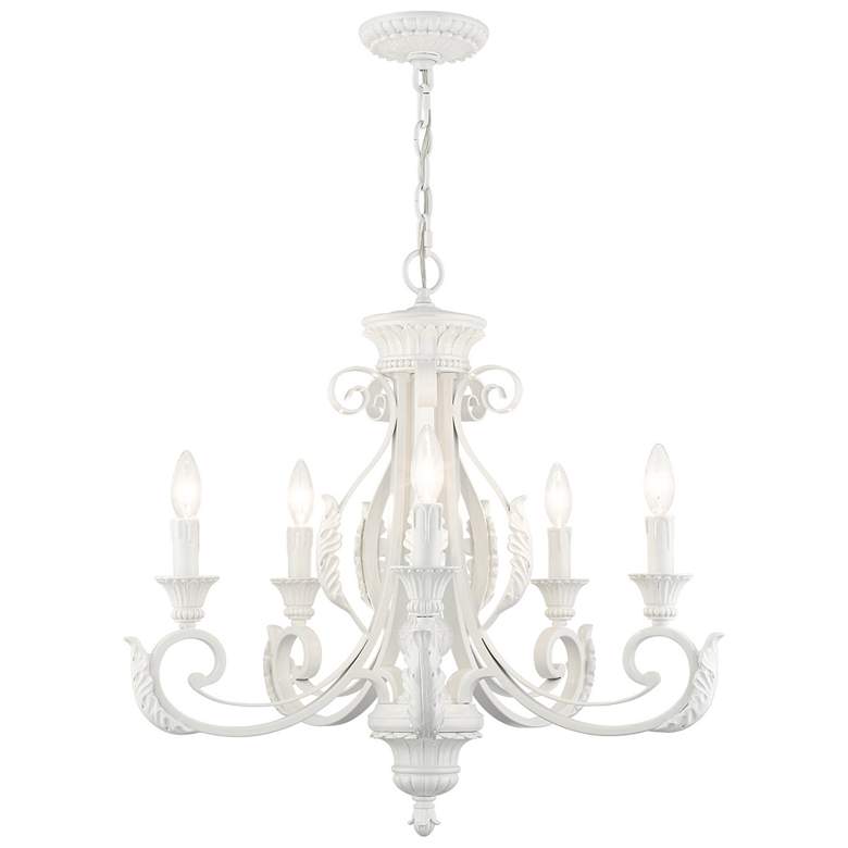 Image 1 Valencia 5 Light Shiny White Chandelier