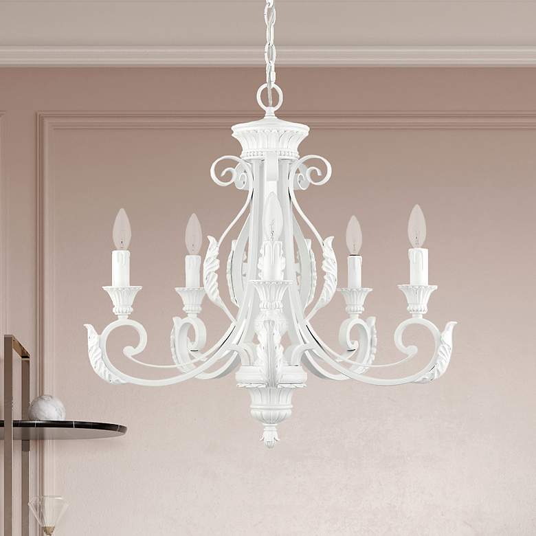 Image 1 Valencia 5 Light Shiny White Chandelier