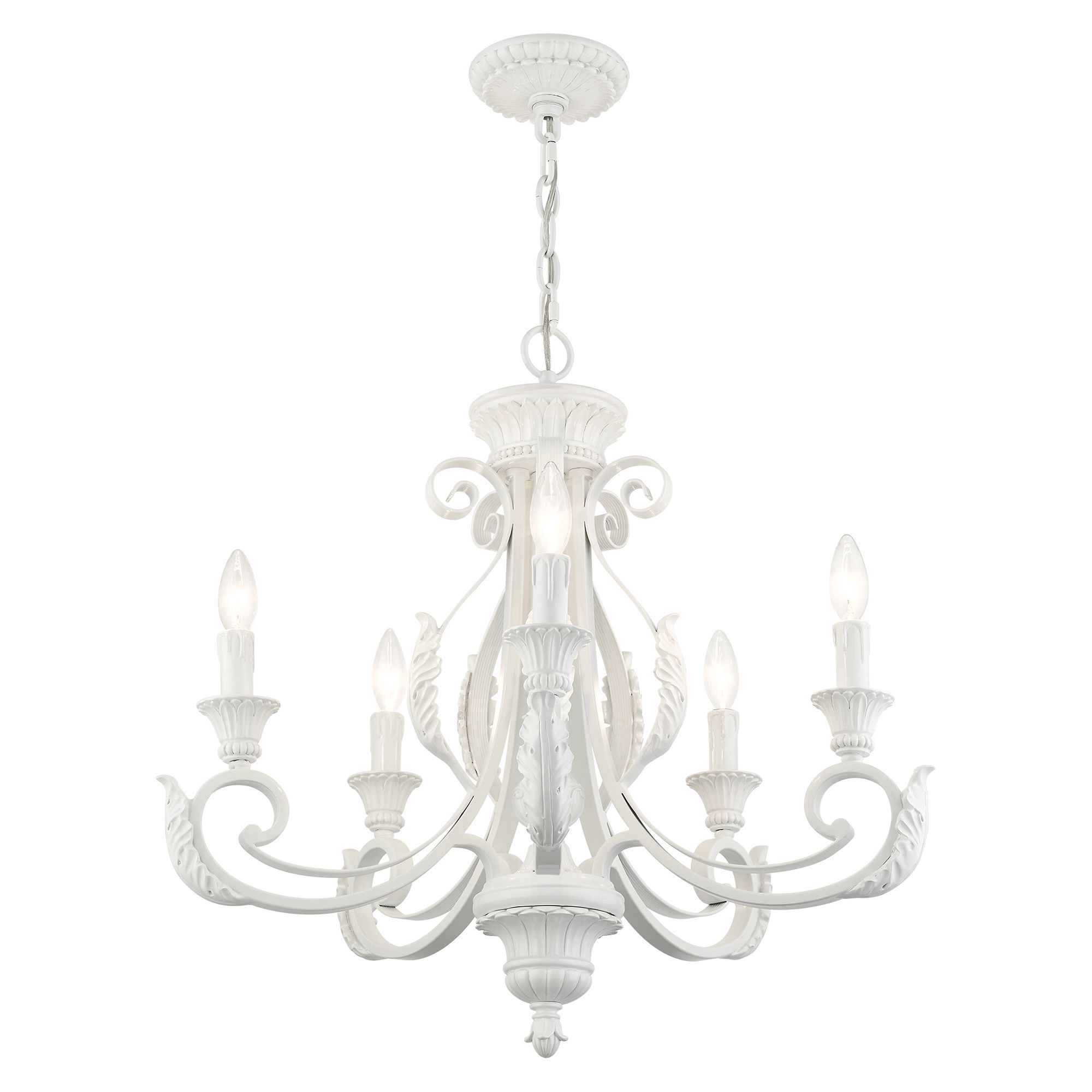 Valencia 5 Light Shiny White Chandelier
