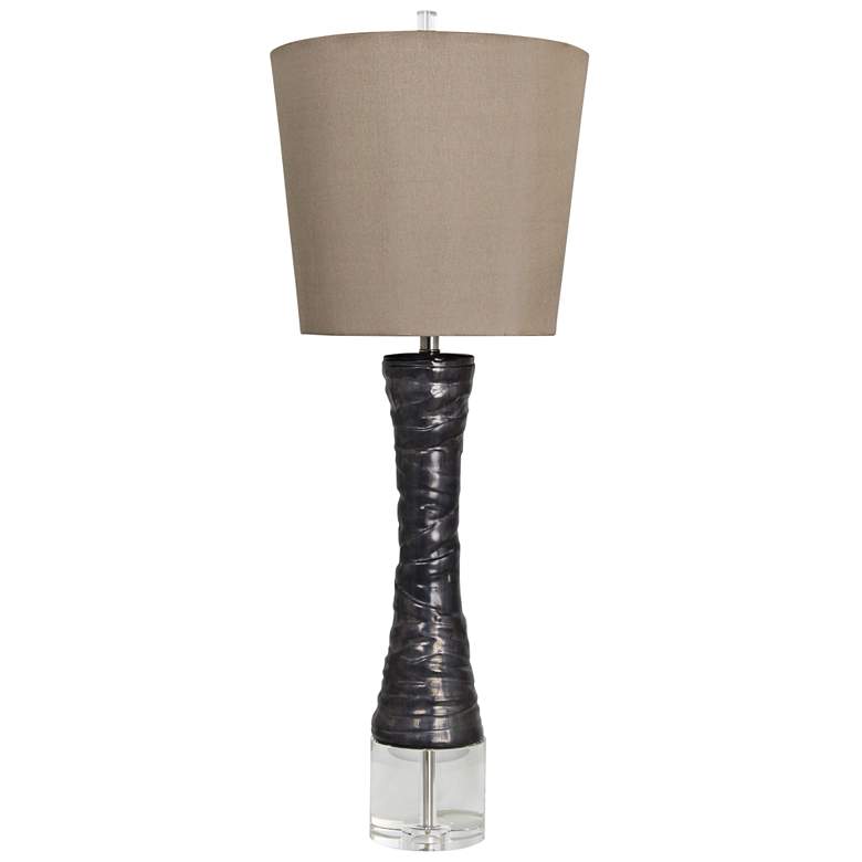 Image 1 Valencia Charcoal Gray Ceramic Table Lamp with Crystal Base