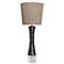 Valencia Charcoal Gray Ceramic Table Lamp with Crystal Base