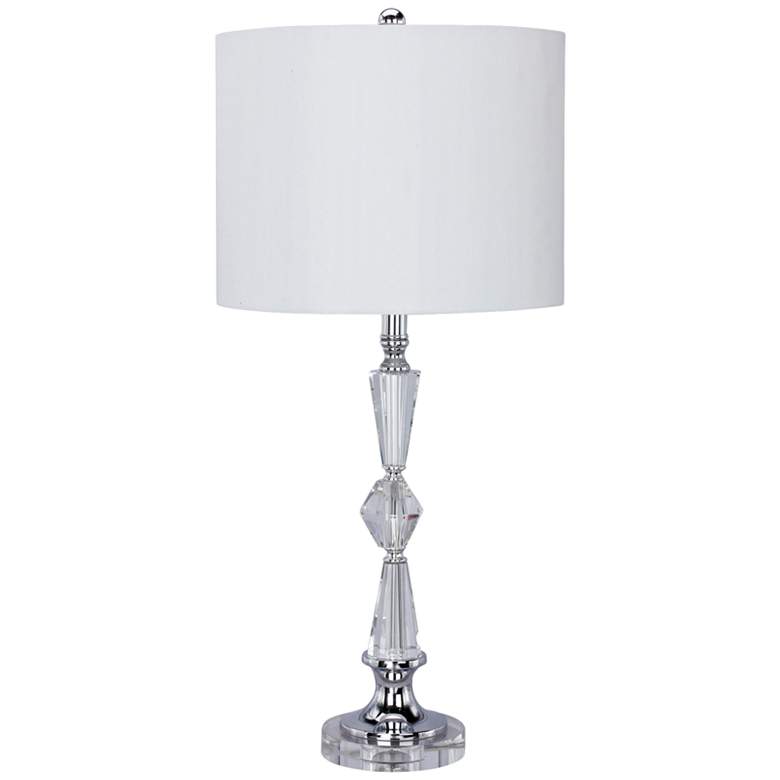 Image 1 Valencia Clear Crystal and Chrome Table Lamp with Drum Shade