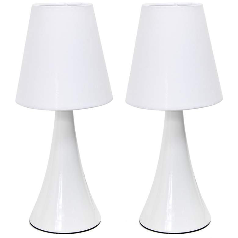Image 1 Valencia Colors 2 Pack Mini Touch Table Lamp Set with Fabric Shades, White