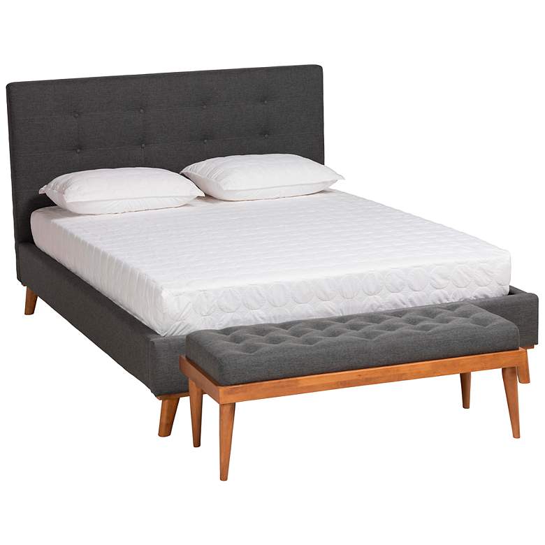 Valencia Dark Gray Fabric Queen Size 2-Piece Bedroom Set