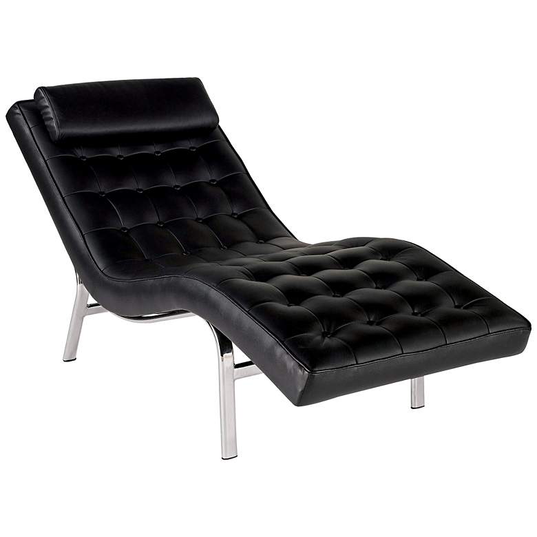 Image 1 Valencia Single Chrome and Black Leather Lounge Chair
