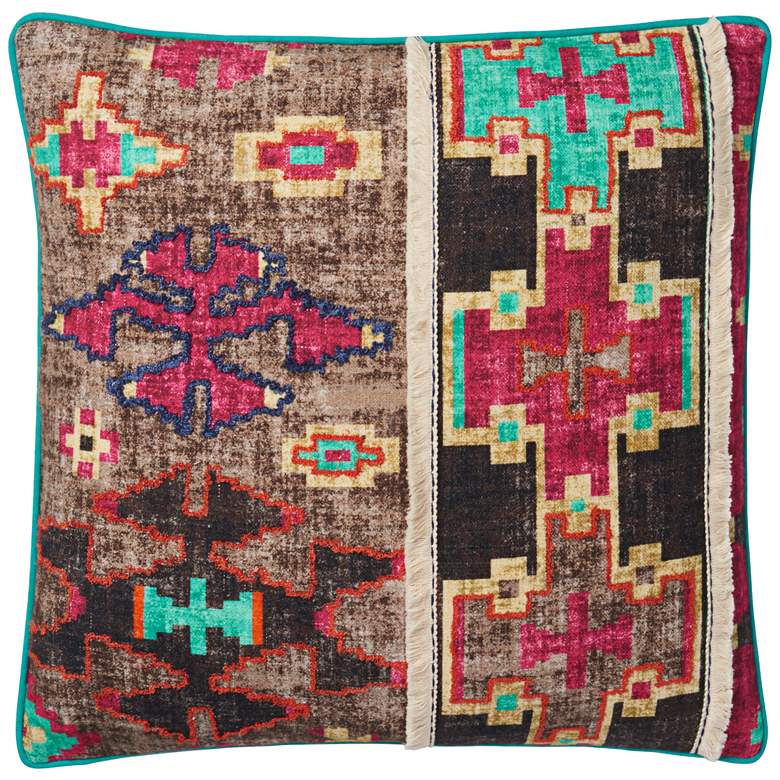 Image 1 Valencia Teal Multi-Color Abstract 18" Square Throw Pillow