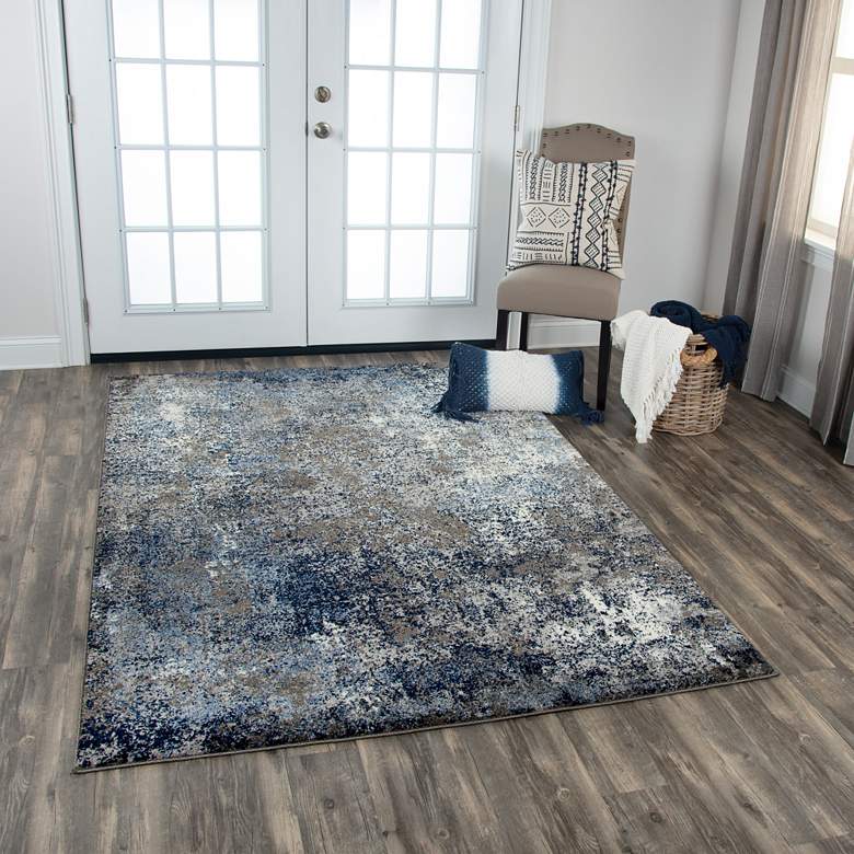 Image 1 Valencia VCA104 5'3"x7'6" Silver Blue Rectangular Area Ru