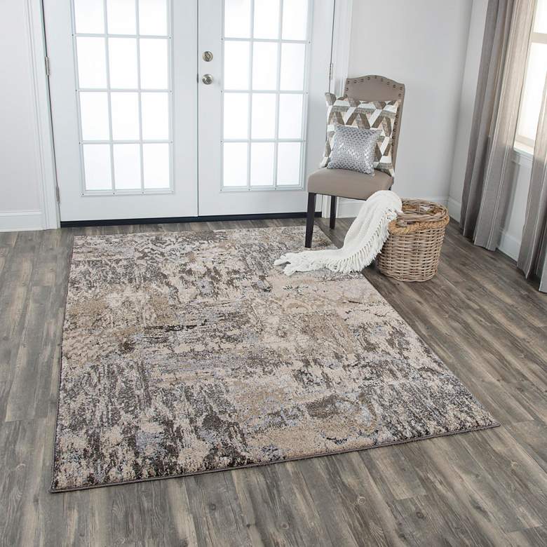 Image 1 Valencia VCA106 5'3"x7'6" Beige Gray Rectangular Area Rug