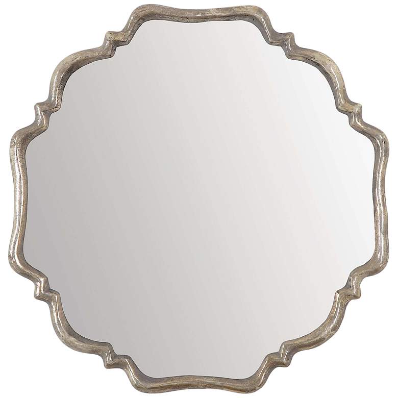 Image 2 Valentia Oxidized Silver Rust Gray 32" Round Wall Mirror