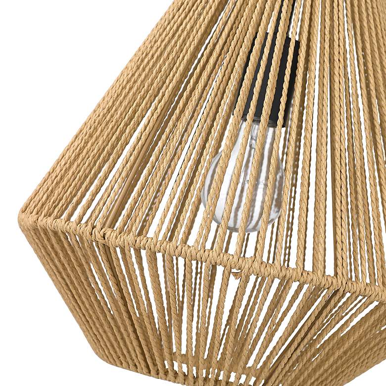 Image 4 Valentina 12 1/4"W Black with Natural Raphia Pendant Light more views