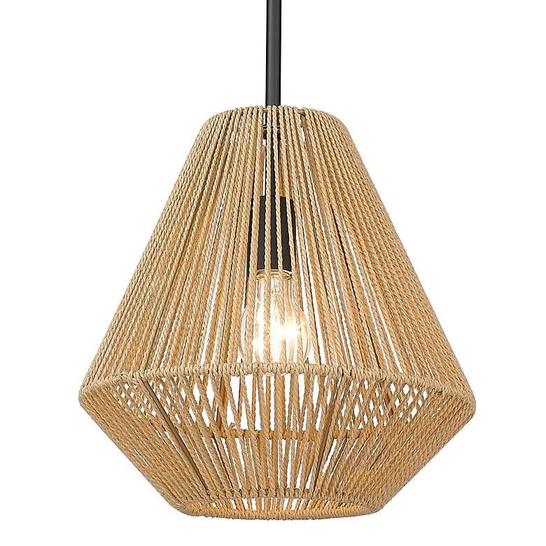 Image 5 Valentina 12 1/4"W Black with Natural Raphia Pendant Light more views