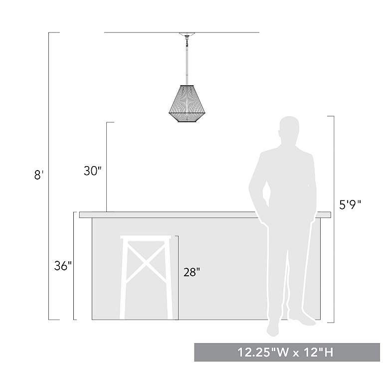 Image 6 Valentina 12 1/4"W Black with Natural Raphia Pendant Light more views