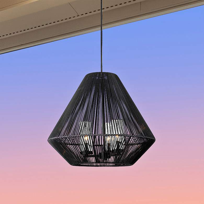 Image 2 Valentina 18 1/4" High Natural Black Outdoor Hanging Light