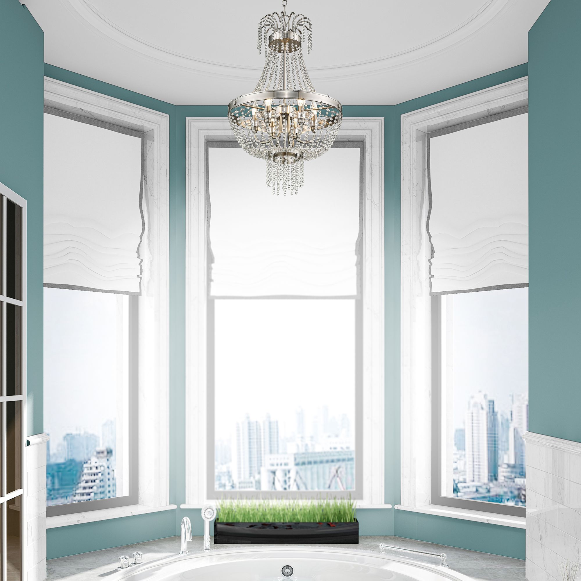 Valentina 18 1/4" Wide Brushed Nickel 6-Light Chandelier in scene