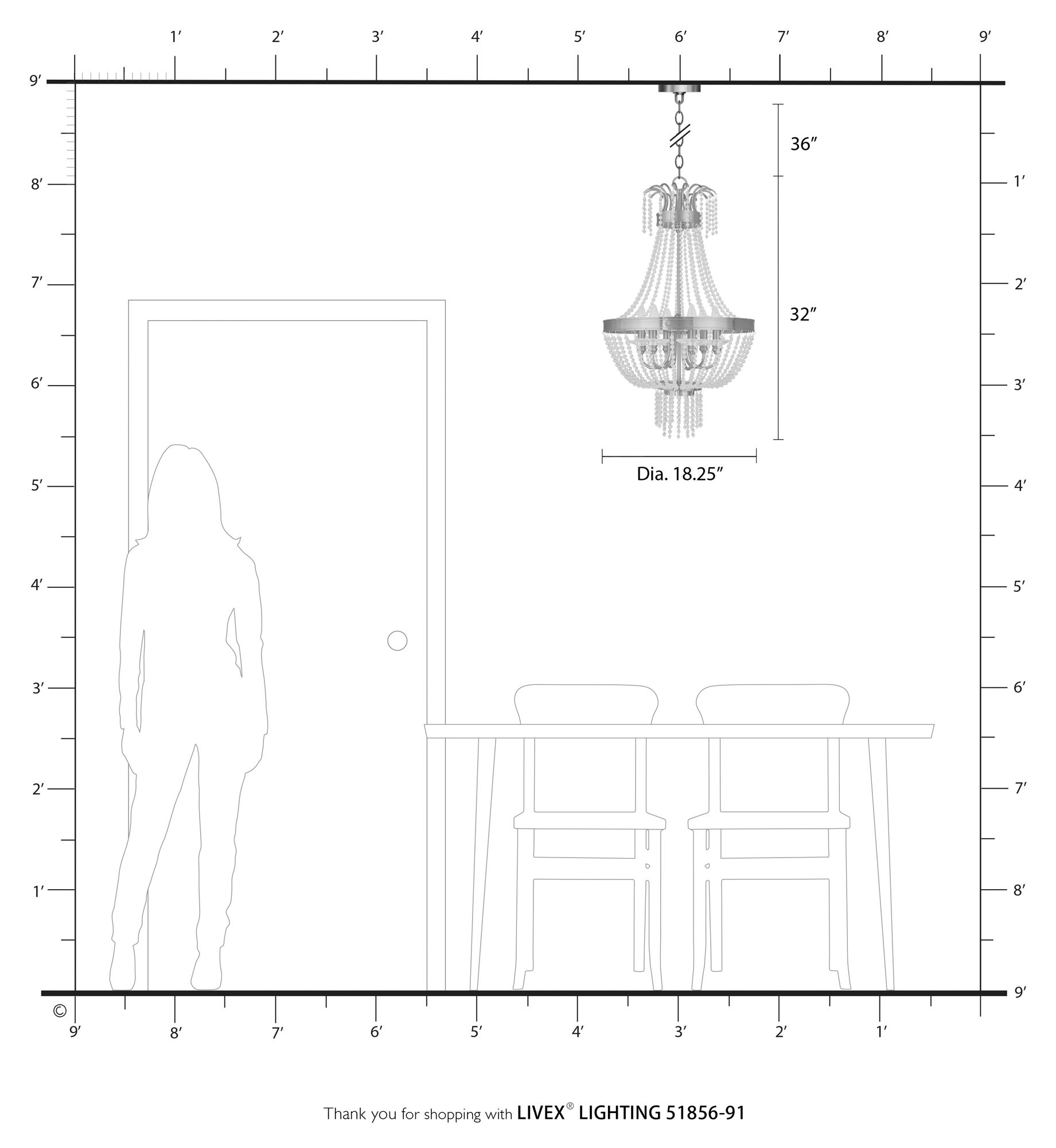 Valentina 18 1/4" Wide Brushed Nickel 6-Light Chandelier in scene