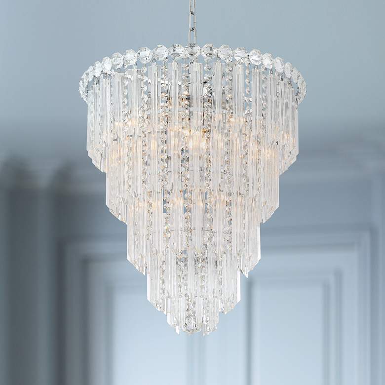 Image 1 Valentina 19 1/2 inch Wide Chrome and Crystal 10-Light Chandelier