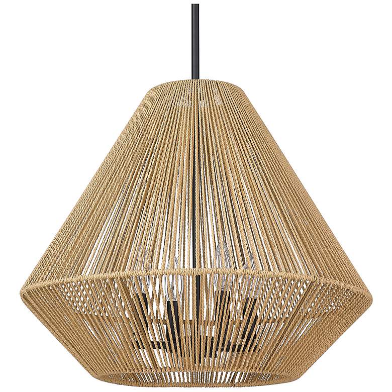 Image 3 Valentina 21 inch Wide 4-Light Natural Raphia Rope Modern Pendant