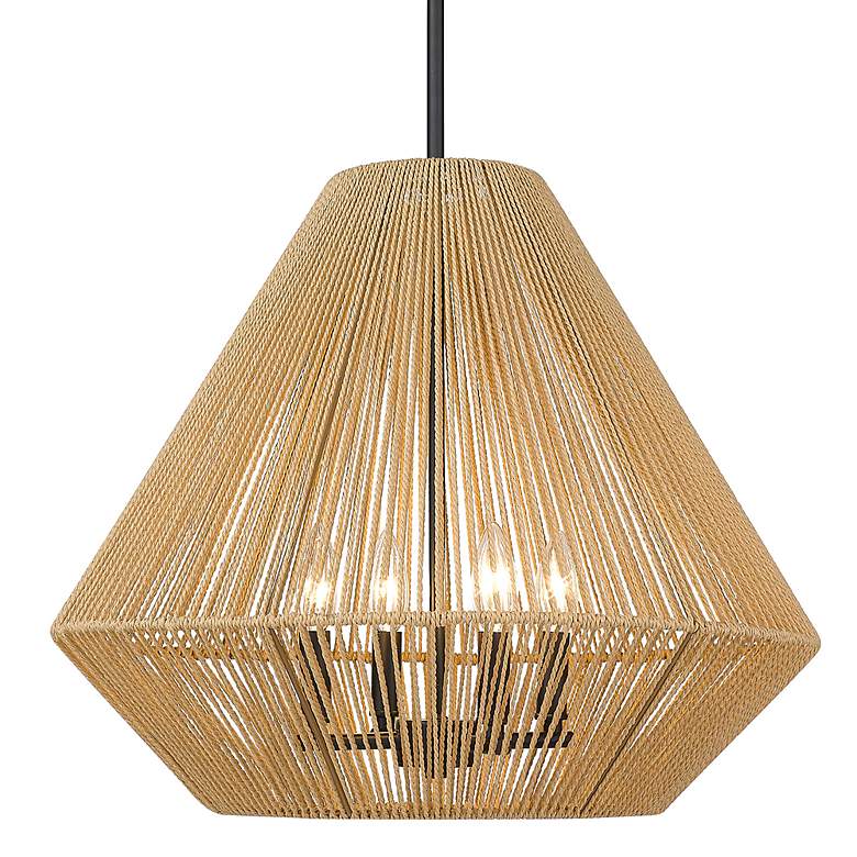 Image 5 Valentina 21 inch Wide 4-Light Natural Raphia Rope Modern Pendant more views