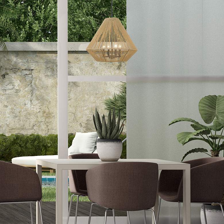 Image 7 Valentina 21" Wide 4-Light Natural Raphia Rope Modern Pendant more views