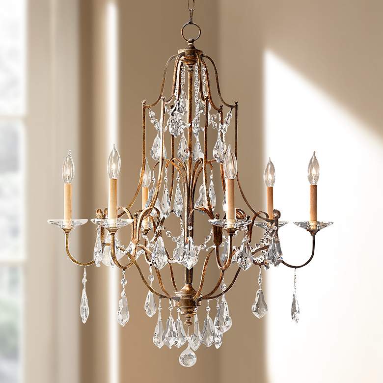 Image 1 Valentina 28 1/2 inch Oxidized Bronze Traditional Crystal Chandelier
