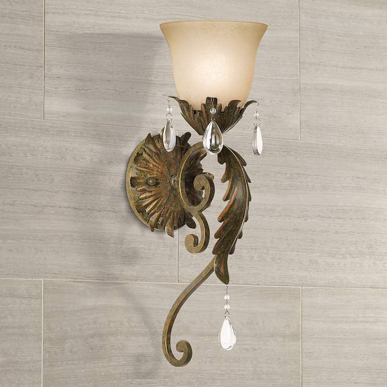 Image 1 Valentina Collection 19 1/2 inch High Iron Leaf Wall Sconce