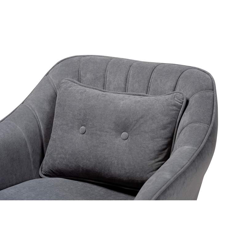 Image 3 Valentina Gray Velvet Fabric Tufted Accent Armchair more views