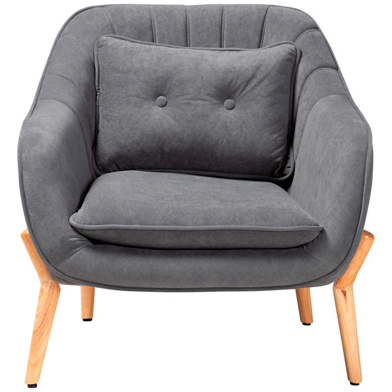 Image 6 Valentina Gray Velvet Fabric Tufted Accent Armchair more views