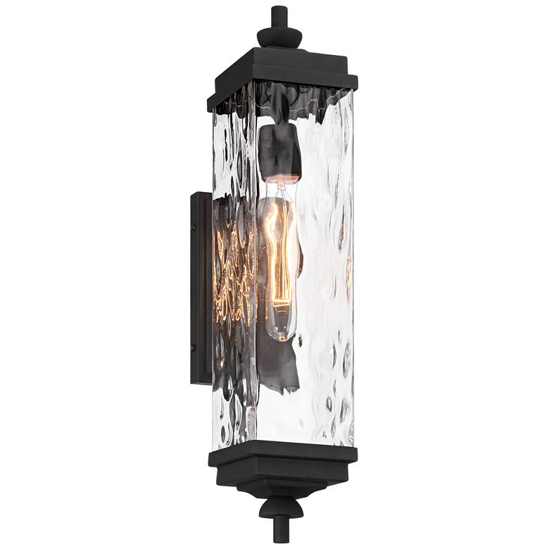 Image 1 Valentino 22 inch High Black and Water Glass Outdoor Wall Light