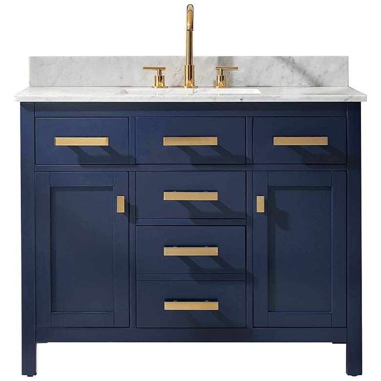 Valentino 42 inch Wide 5-Drawer Blue Marble-Top Single Vanity