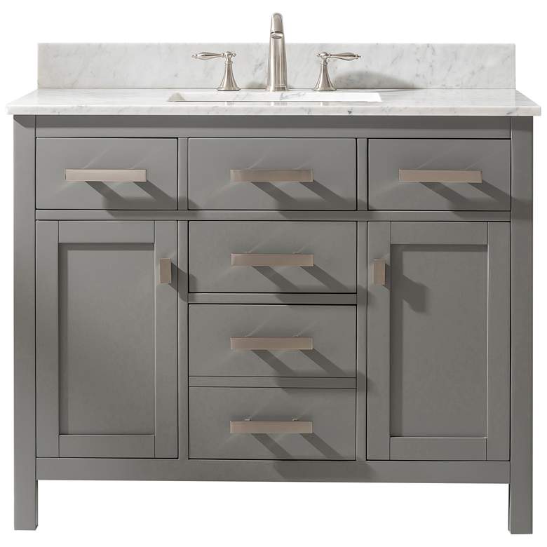 Valentino 42 inch Wide 5-Drawer Gray Marble-Top Single Vanity