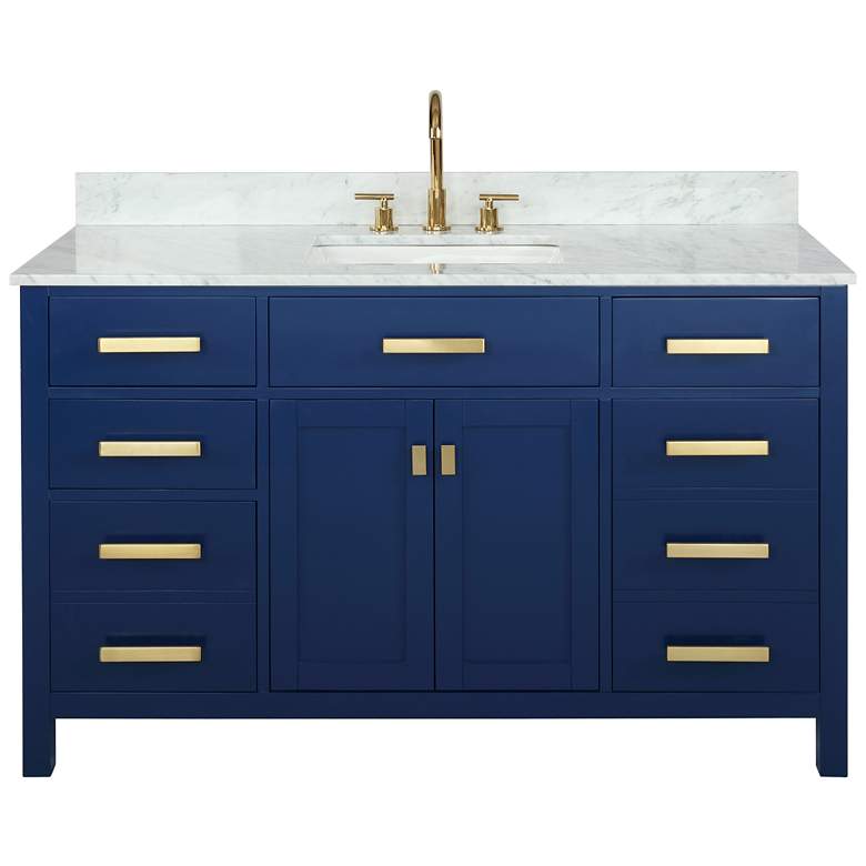 Valentino 54 inch Wide Blue Wood 5-Drawer Single Sink Vanity more views