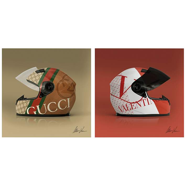Valentino and Gucci Helmet 24 Square 2-Piece Wall Art Set - #143D4