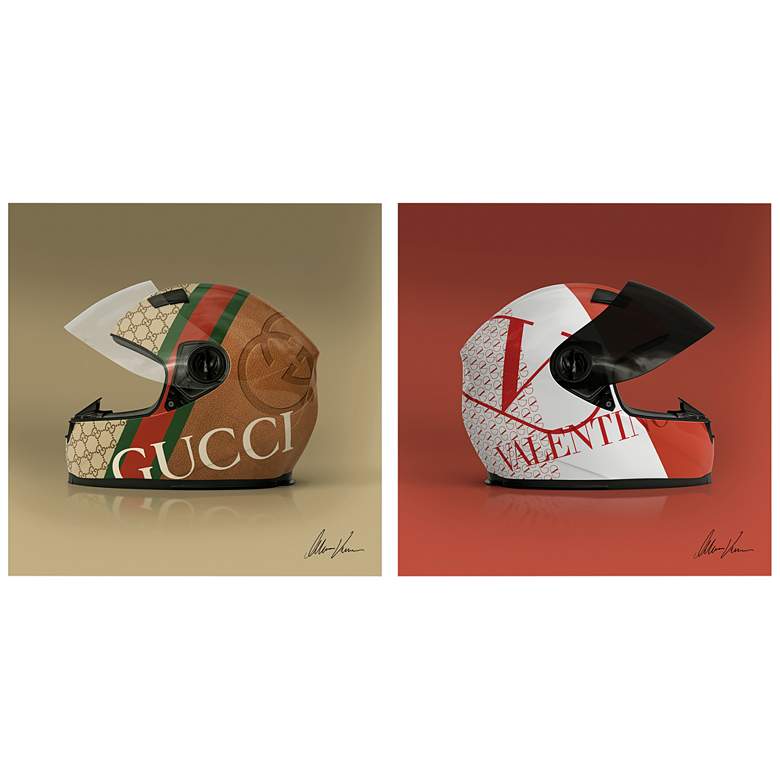 Image 2 Valentino and Gucci Helmet 24 inch Square 2-Piece Wall Art Set