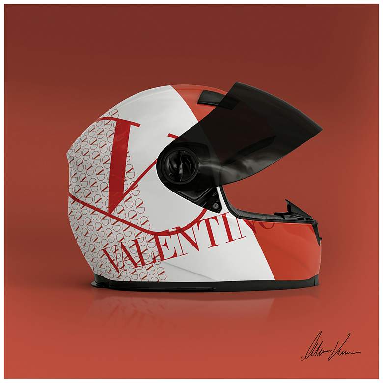 Image 2 Valentino Speeding Helmet 24 inch Square Printed Glass Wall Art