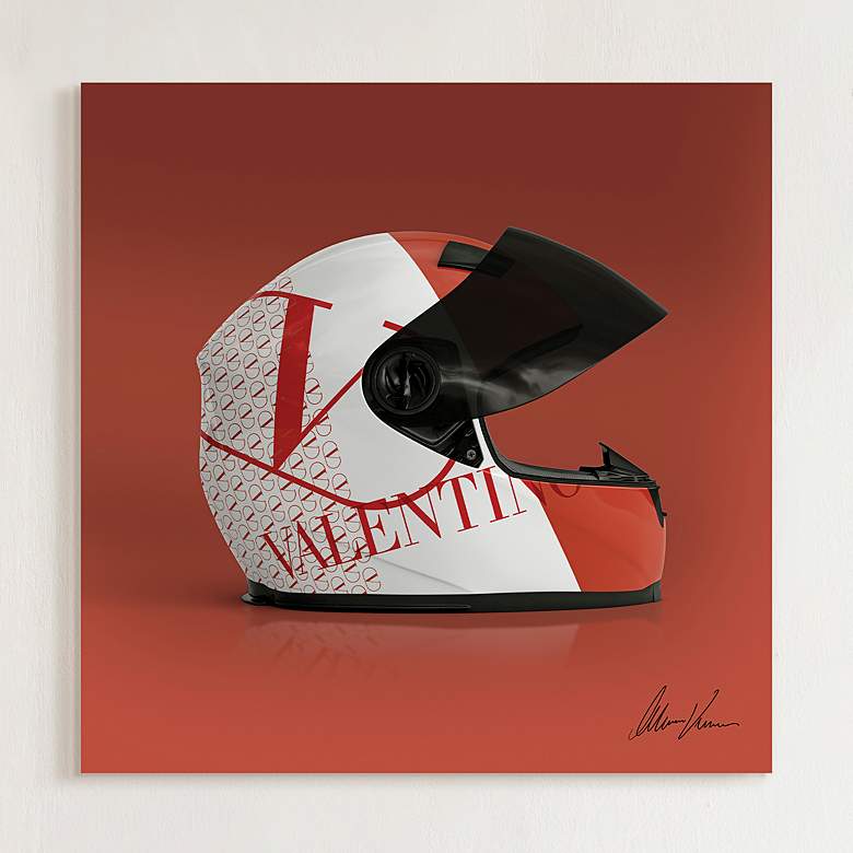 Image 1 Valentino Speeding Helmet 24 inch Square Printed Glass Wall Art
