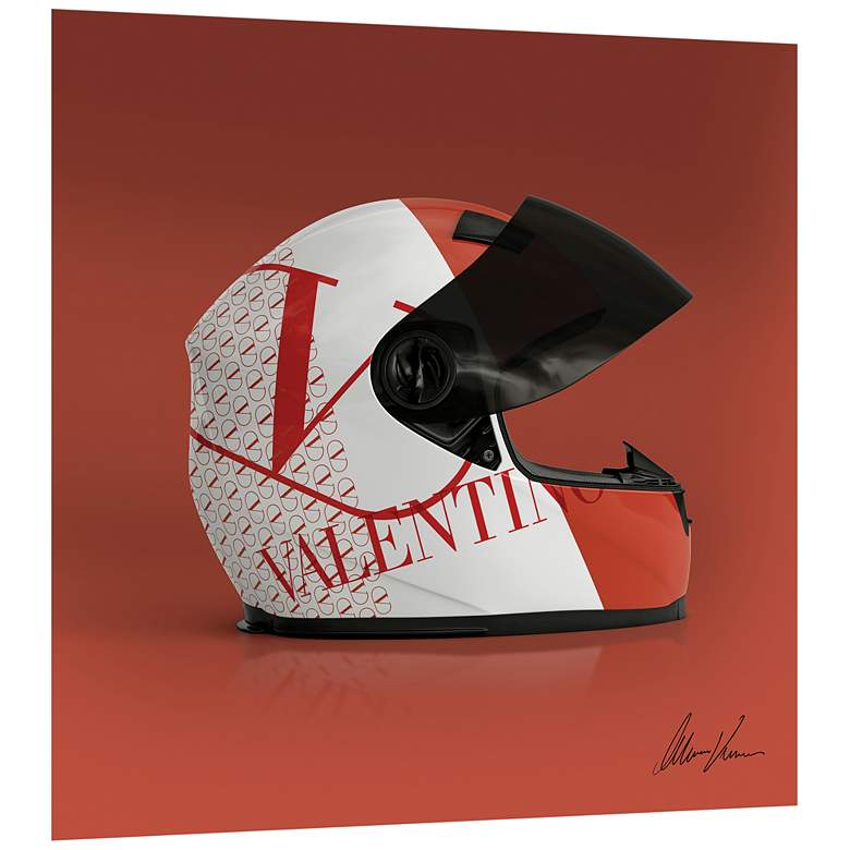 Image 3 Valentino Speeding Helmet 24 inch Square Printed Glass Wall Art more views