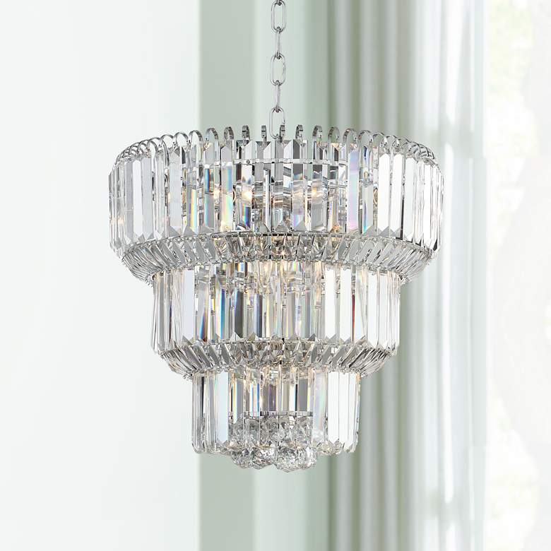 Image 1 Valeria 18 inch Wide Chrome and Crystal Chandelier