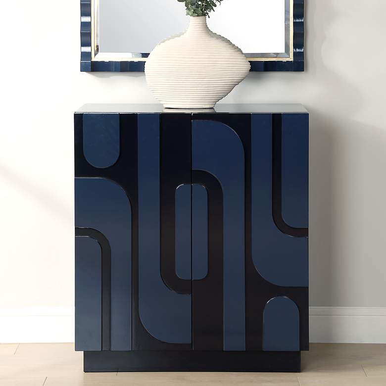 Image 1 Valeria 30" Wide x 34" High Cobalt Blue 2 Door Cabinet