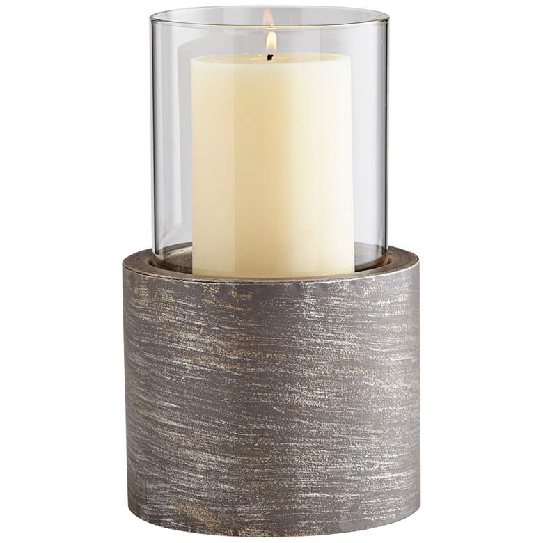 Image 1 Valerian 12 1/4" High Graphite Small Pillar Candle Holder