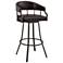 Valerie 26 in. Swivel Barstool in Java Brown Finish with Brown Faux Leather