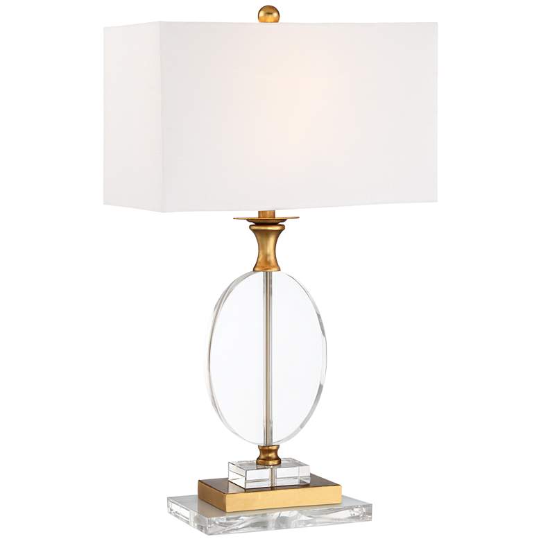Image 1 Valerie Crystal and Gold Table Lamp with Clear Acrylic Riser