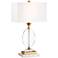 Valerie Crystal and Gold Table Lamp with White Marble Riser